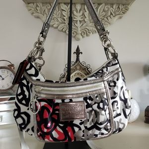 Coach Silver & Pink Groovy Poppy Graffiti Doodle Small Shoulder Bag